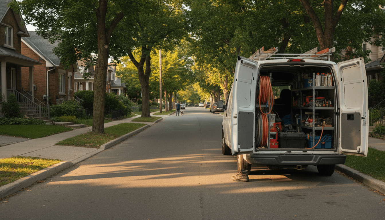 Plumbing van parked on a Toronto street